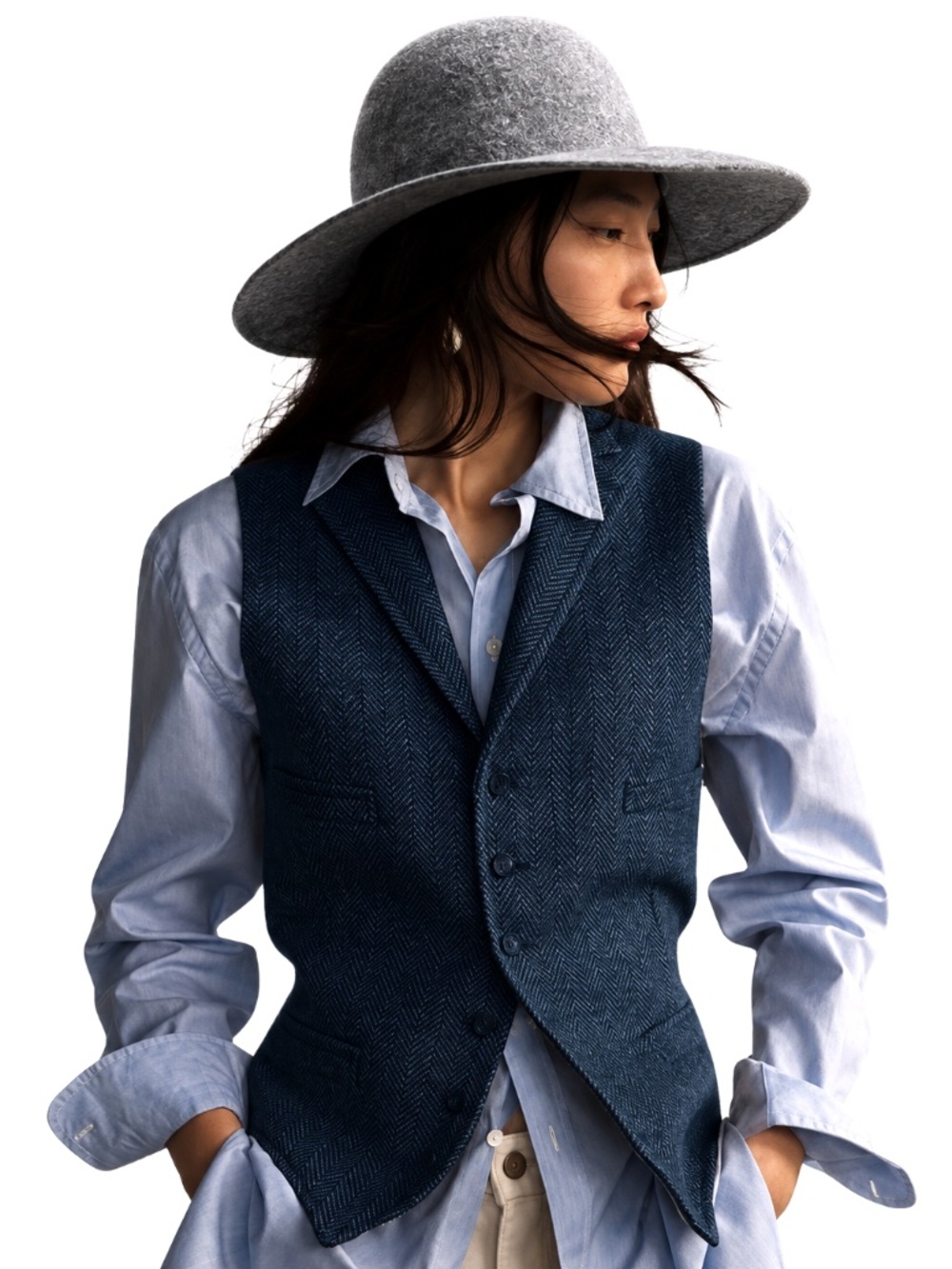 WESTERLIND gray wool felt hat size S wide brim Western boho hipster minimalist